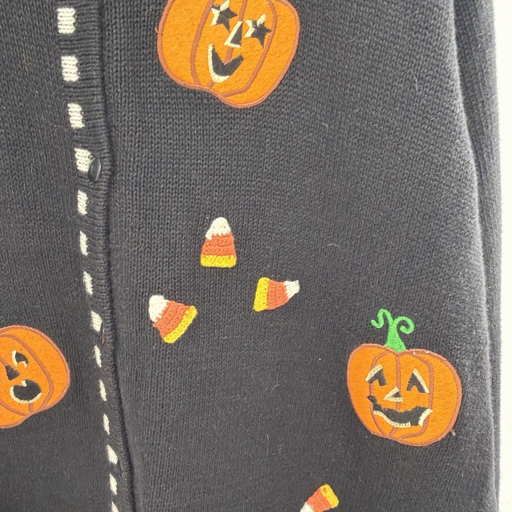 The Quacker Factory Sweater Women's Size 3X Black Pumpkin Candy Corn Halloween - Picture 3 of 8